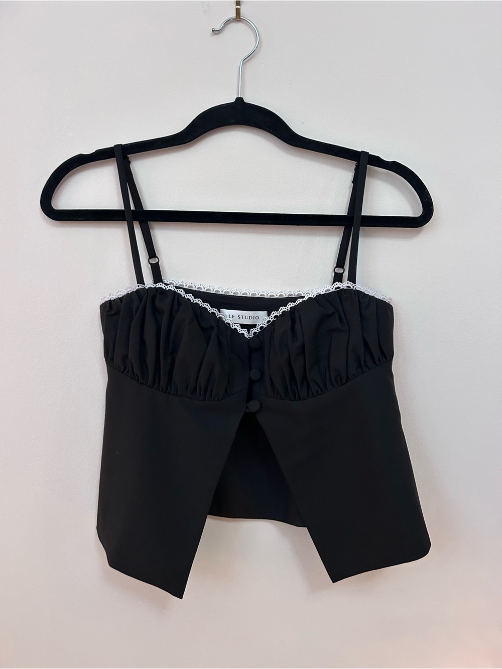 Black Lace-Trim Bustier Cami Top
